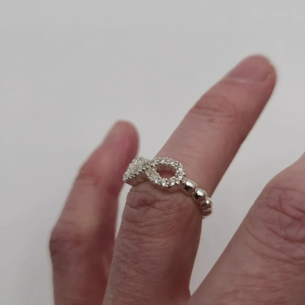 Size 6 Sterling Silver Cubic Zirconia Infinity Symbol Ring A2525 - Picture 5 of 9